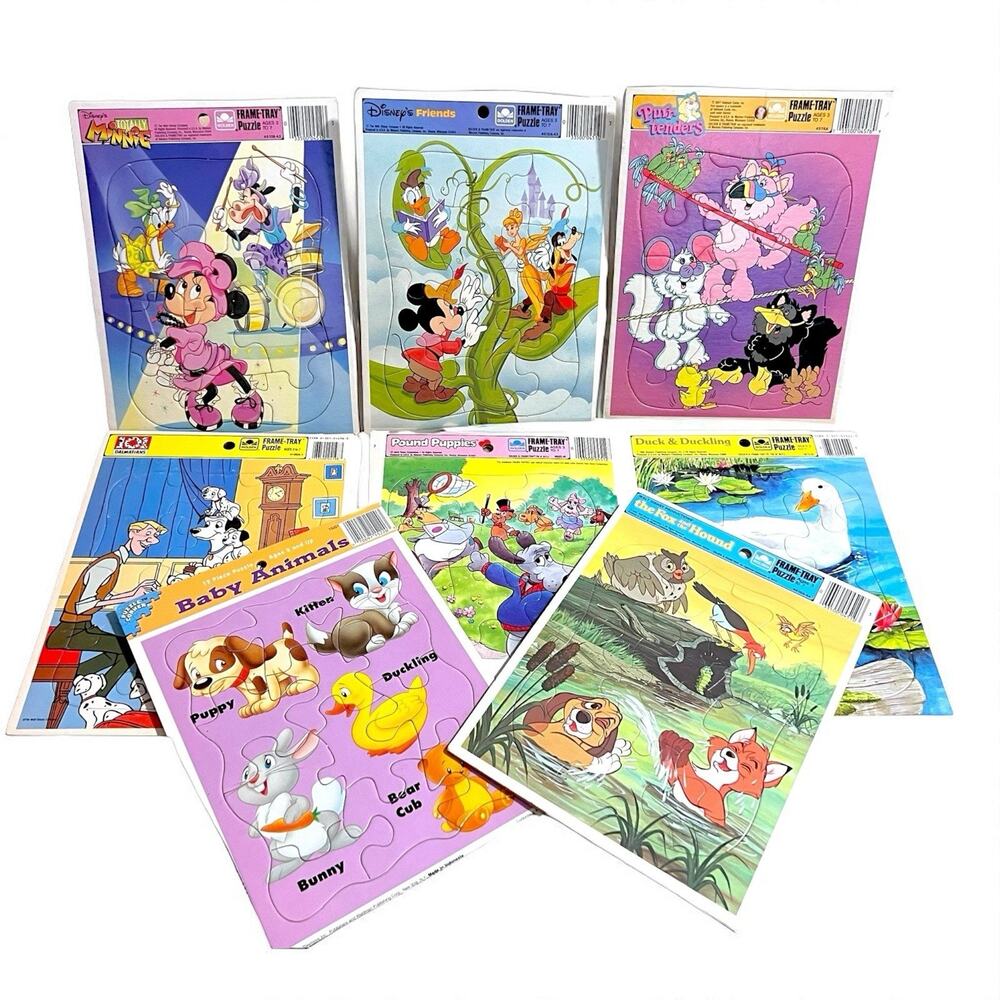 8 NEW Vintage Disney, Pound Puppies, Purr-tenders, Golden Frame Puzzles NOS